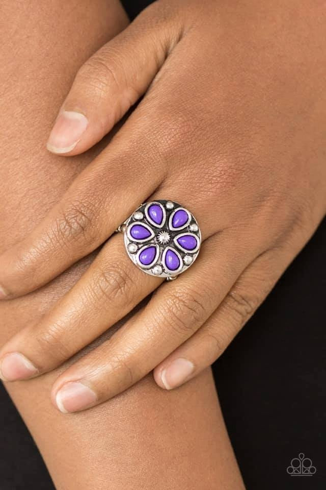 MIAMI MOJITO PURPLE long NECKLACE ring set