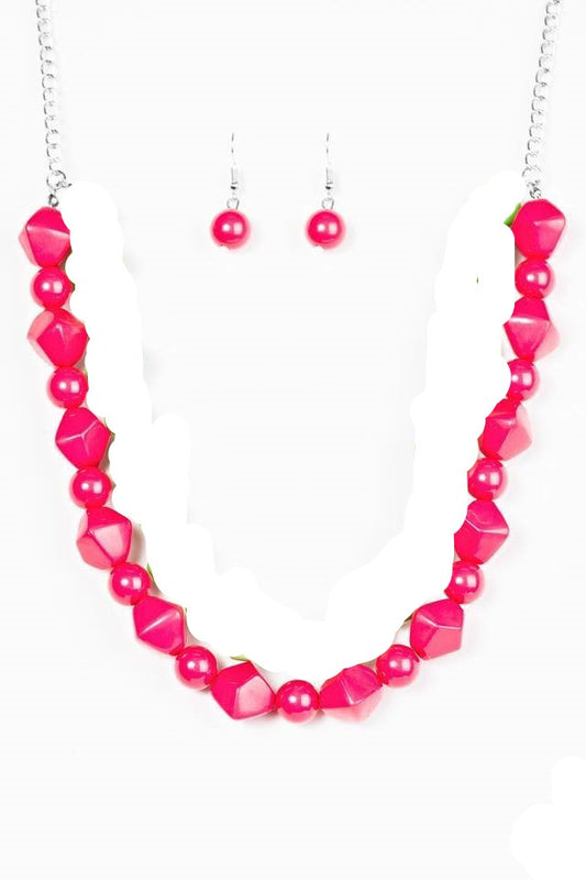 Rio Rhythm pink or green short necklace
