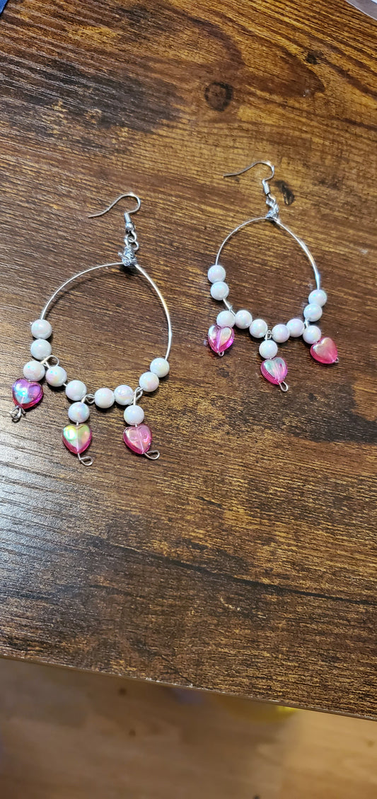 Dropping the pink iridescence earrings homemade