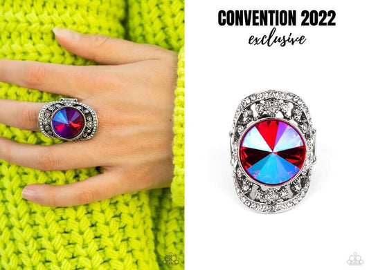 Galactic Garden - band Pink green iridescent ring