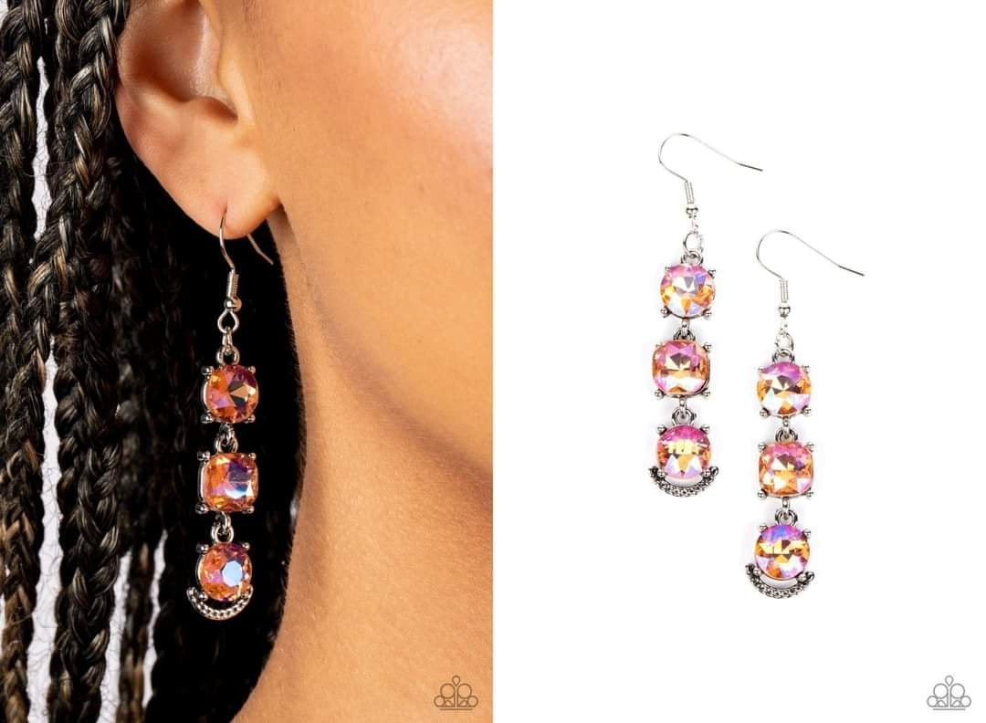 Determined to Dazzle - Orange earrings iridescent