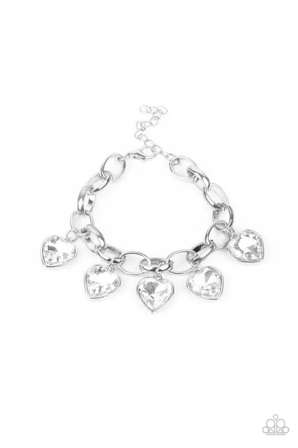 Candy Heart Charmer - White silver multi bracelet