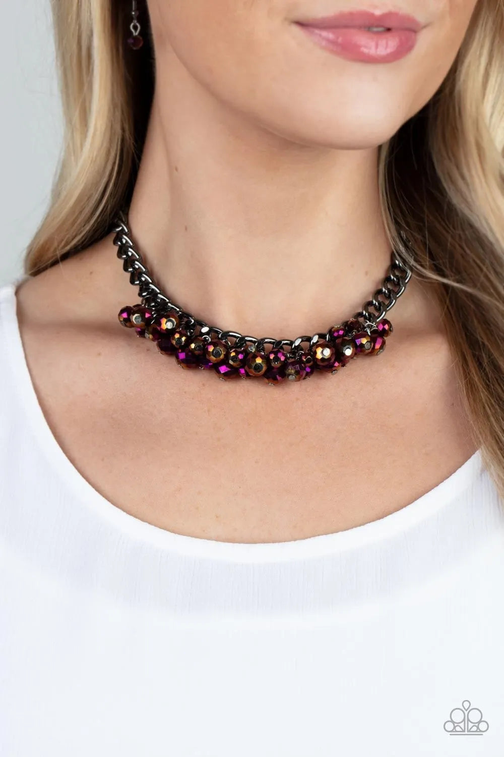 Galactic Knockout - Purple oil short necklace