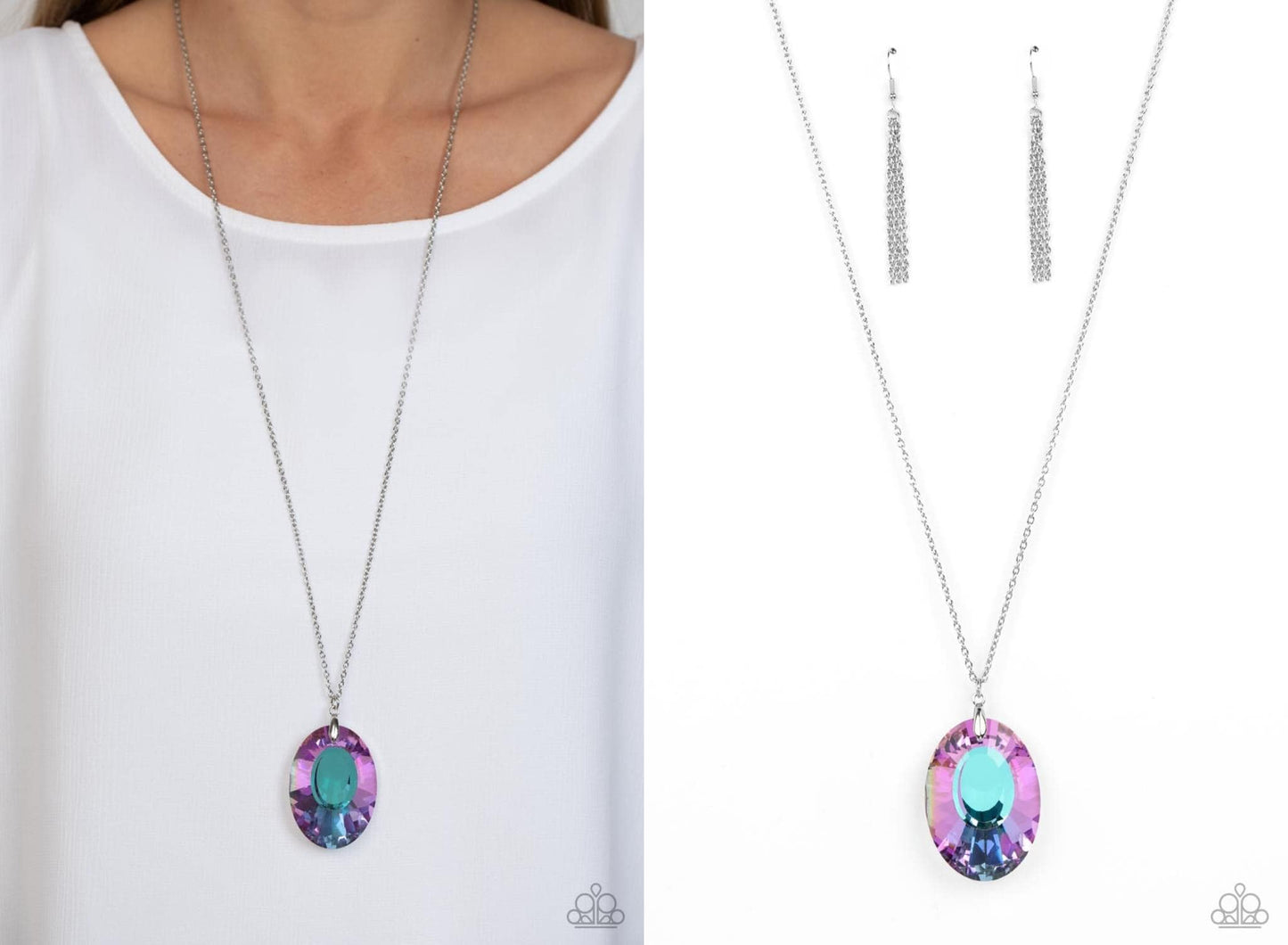 celestial essence oil purple blue short necklace
