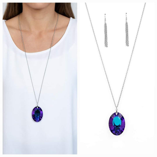 celestial essence oil purple blue short necklace