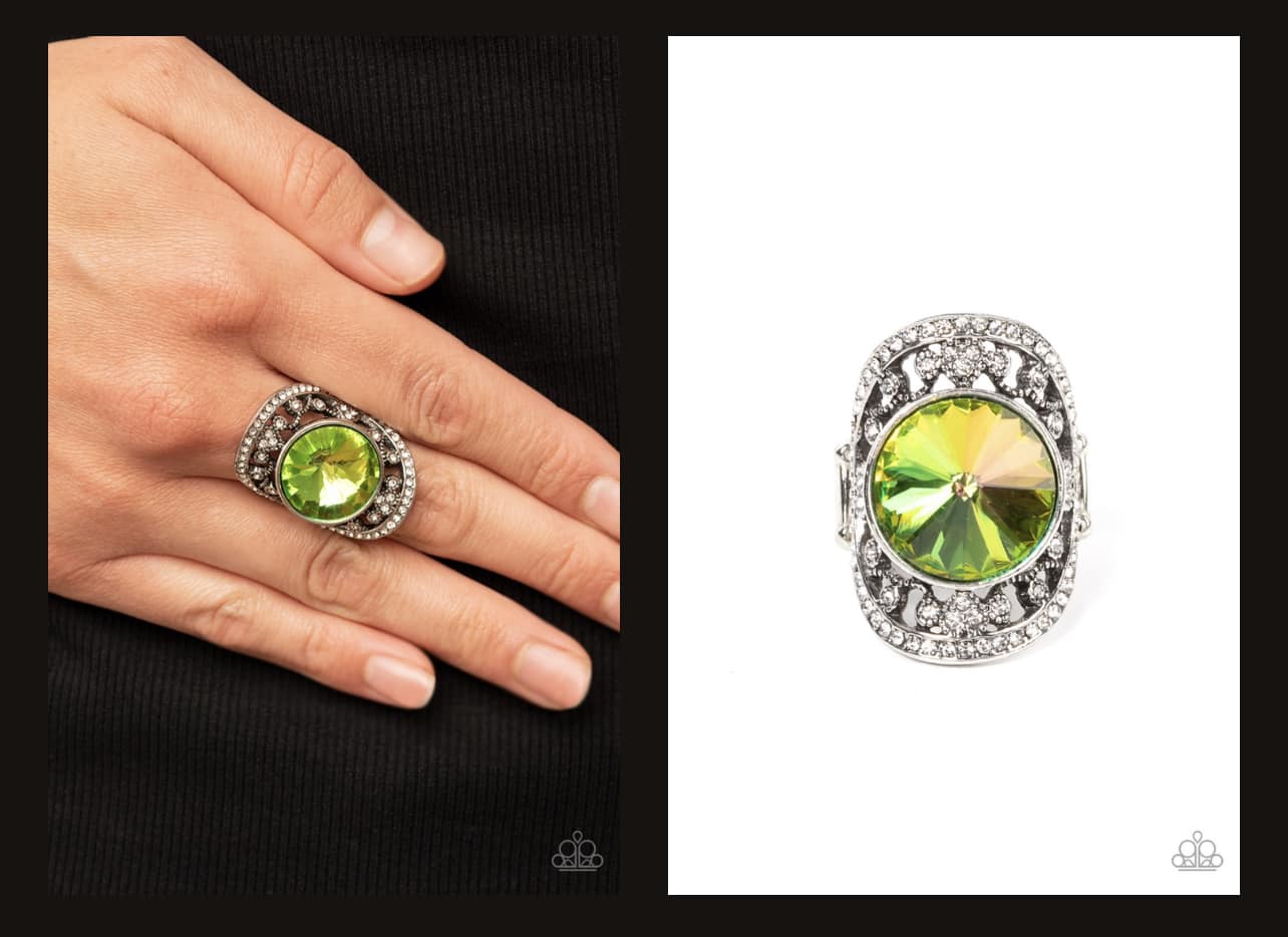 Galactic Garden - band Pink green iridescent ring