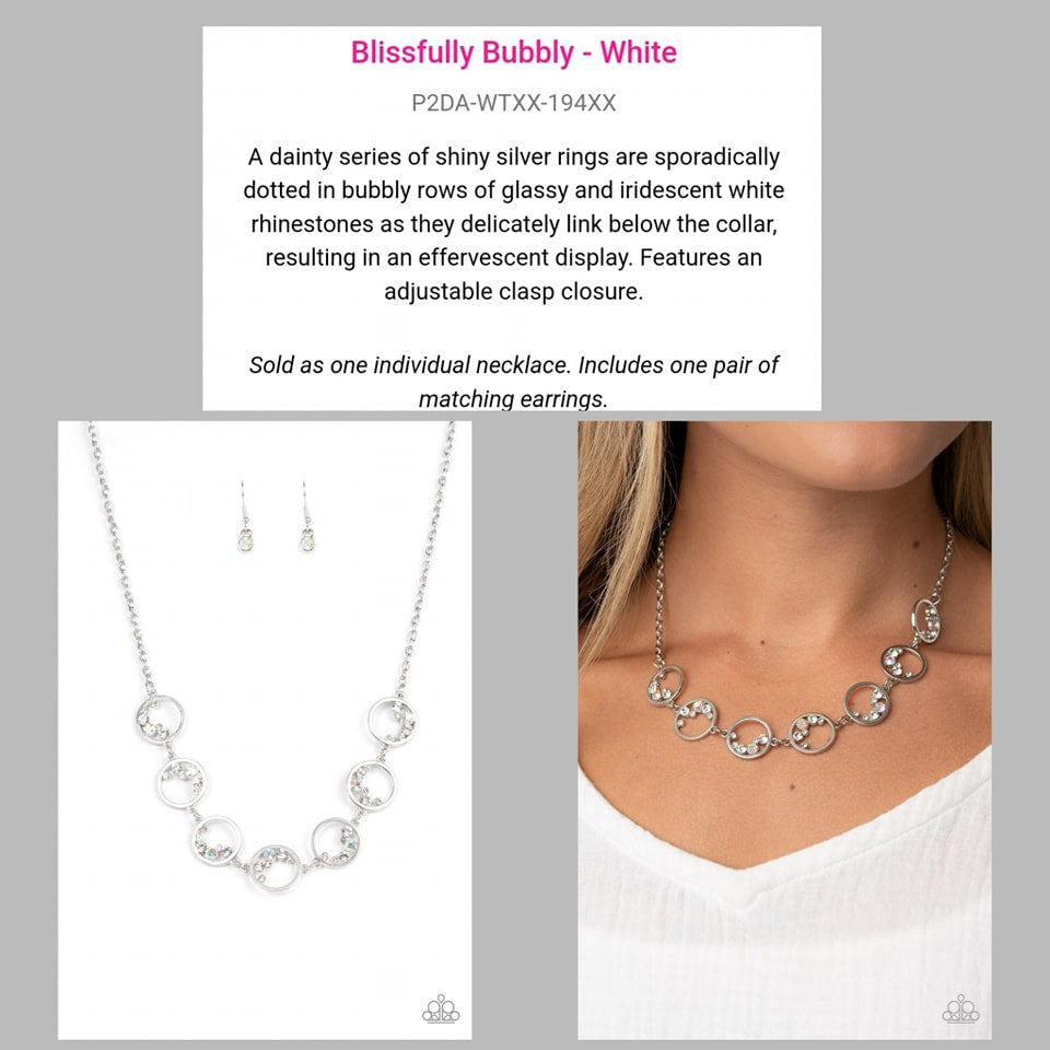 Blissfully Bubbly - White iridescent short necklace 194xx