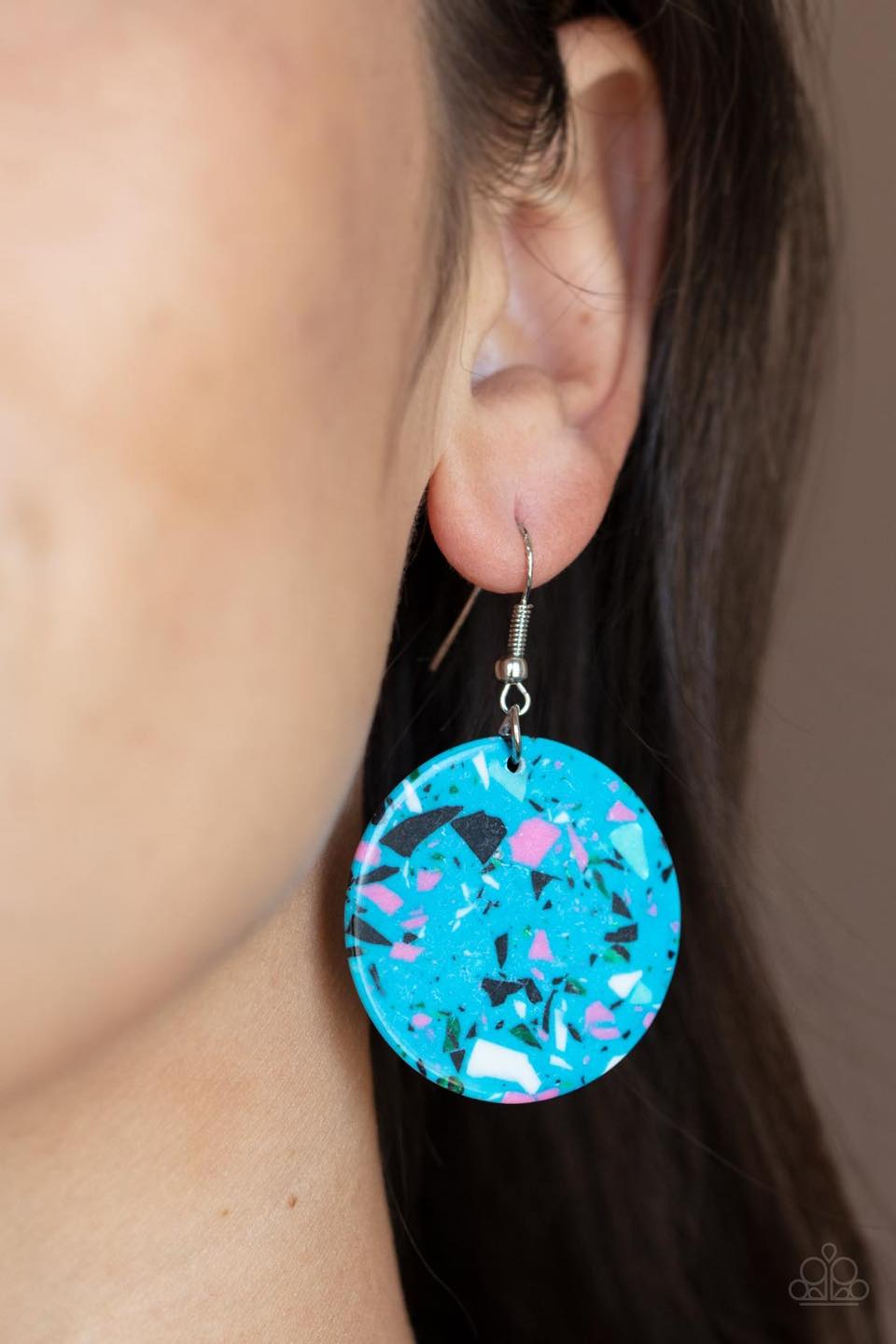 Tenaciously Terrazzo blue earrings 283xx papa
