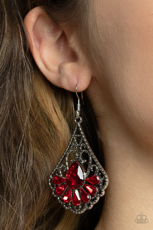 Heart of fire red earrings