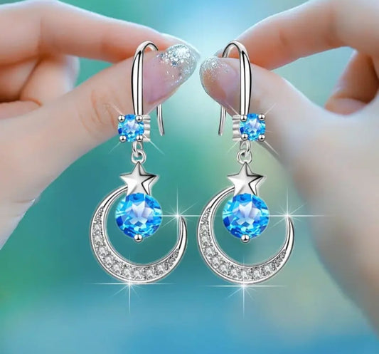 Blue Moon and stars earrings 3123