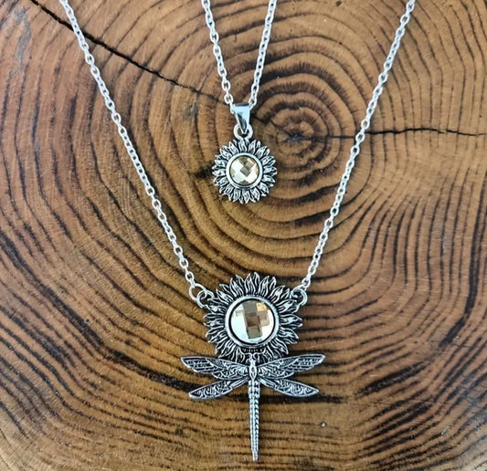 Golden dragonfly layered necklace 6240