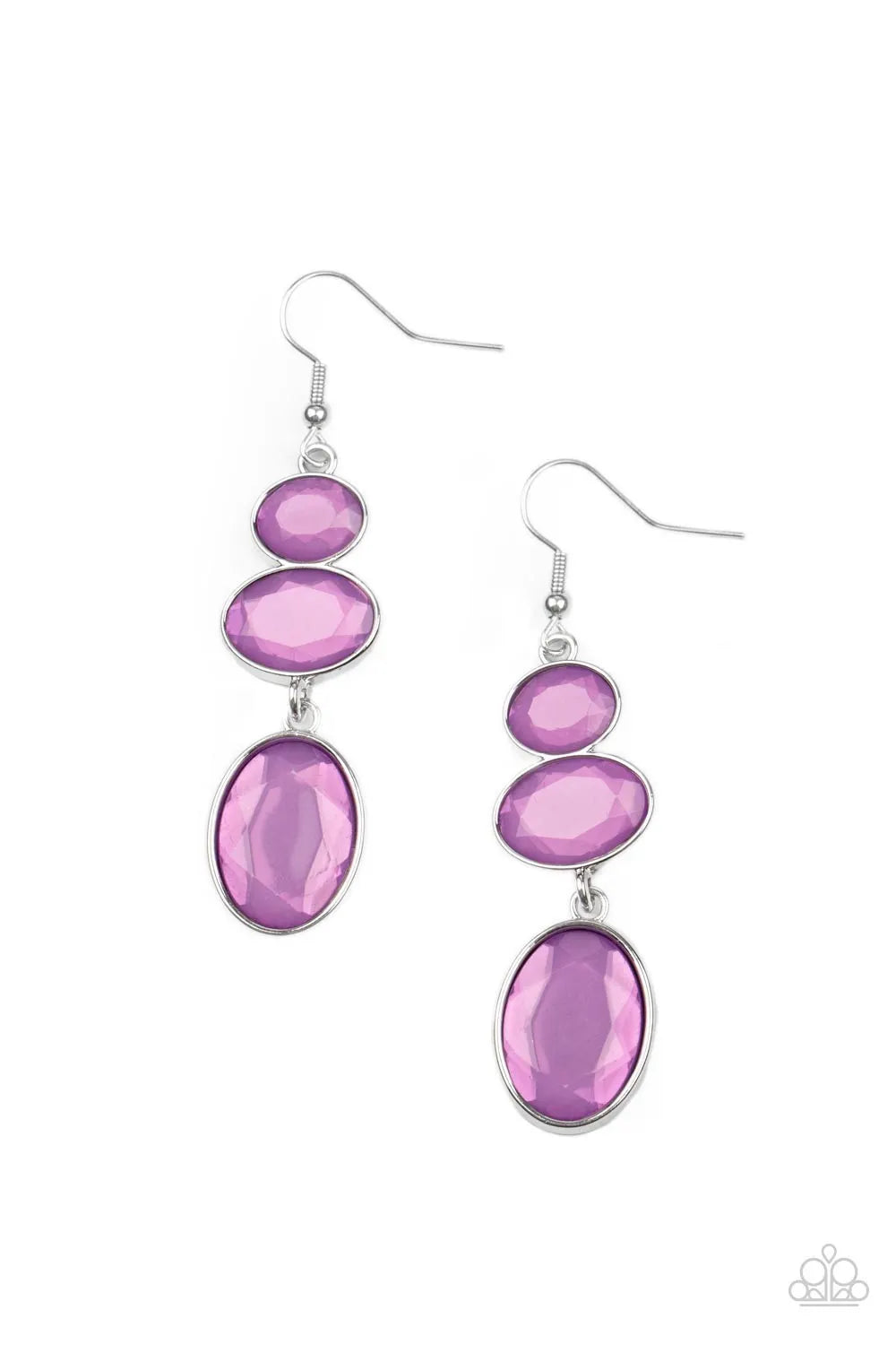 Tiers Of Tranquility - White purple earrings