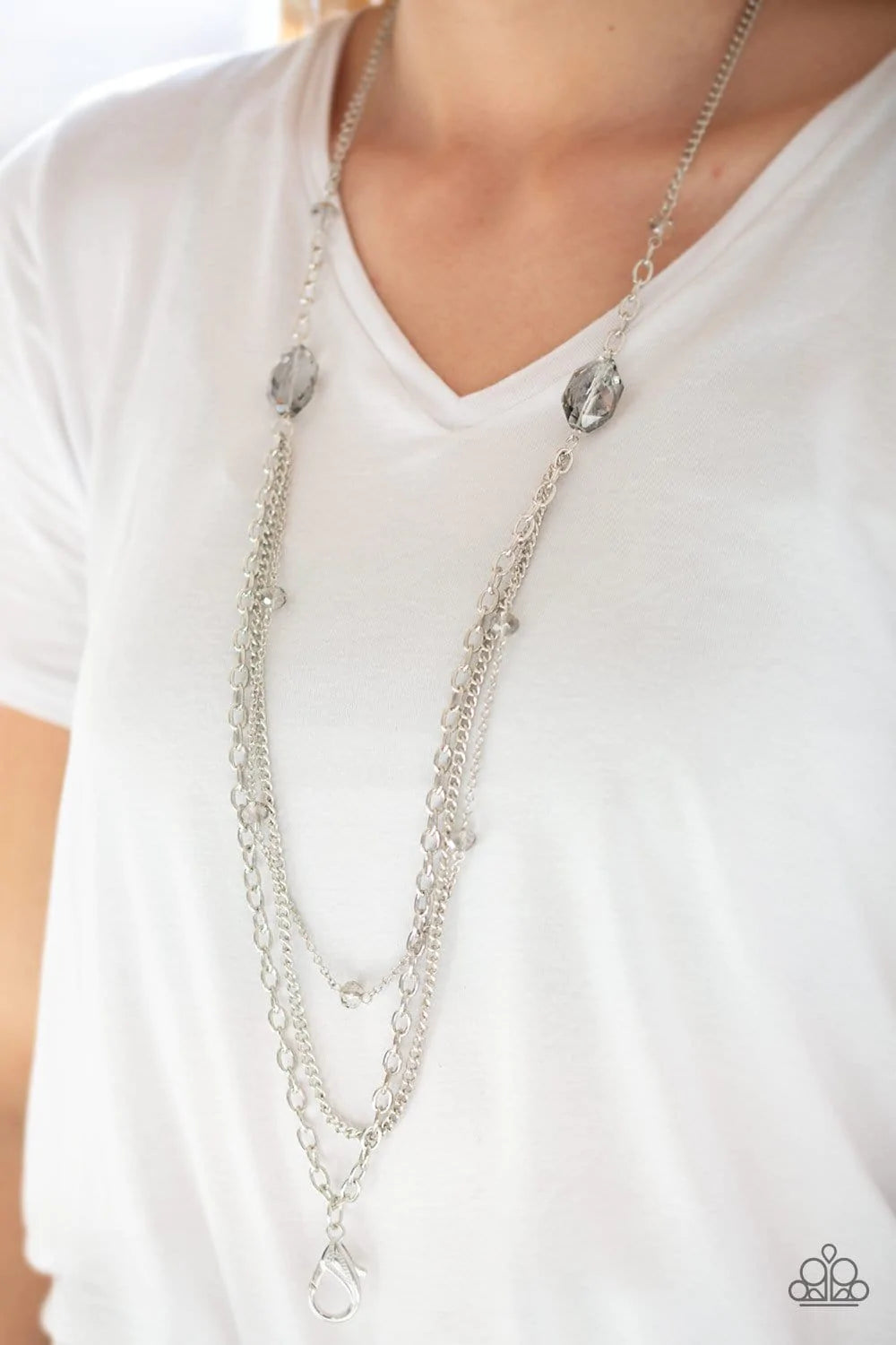 dare long layered silver necklace papa