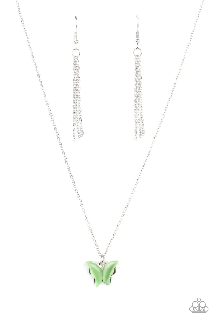 butterfly green short necklace