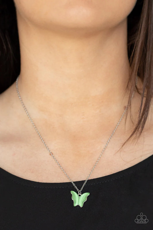butterfly green short necklace