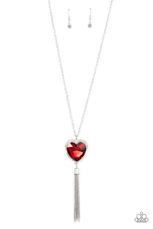 Finding My Forever - Red pink white long necklace papa