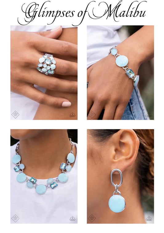 Glimpses of Malibu -  blue set necklace bracelet ring earrings papa