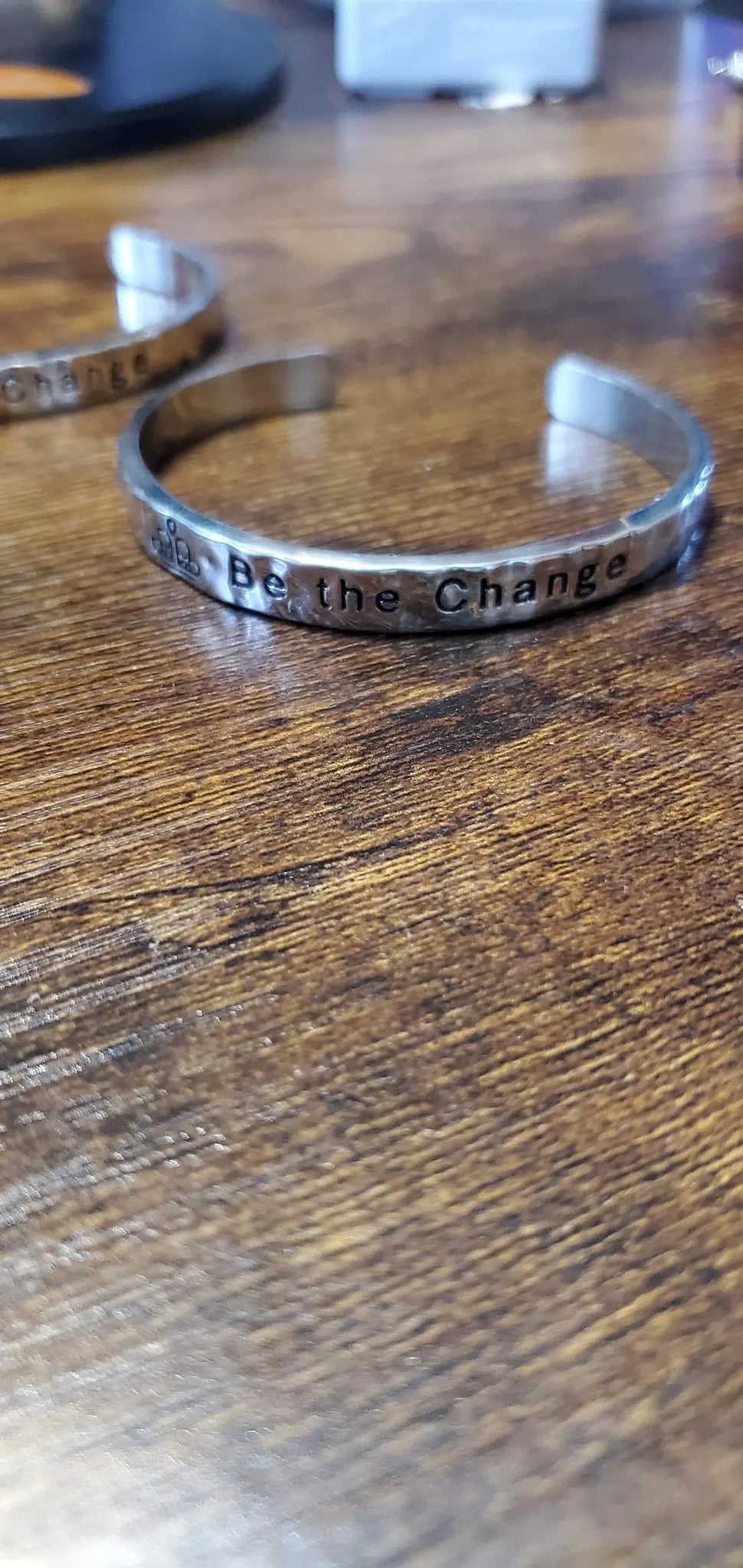 Change the world silver bracelet cuff