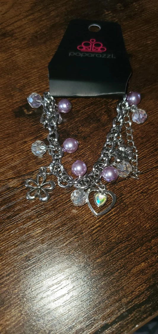 Iridescent purple bracelet charm papa