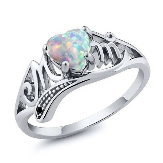 Mother of opal white band ring