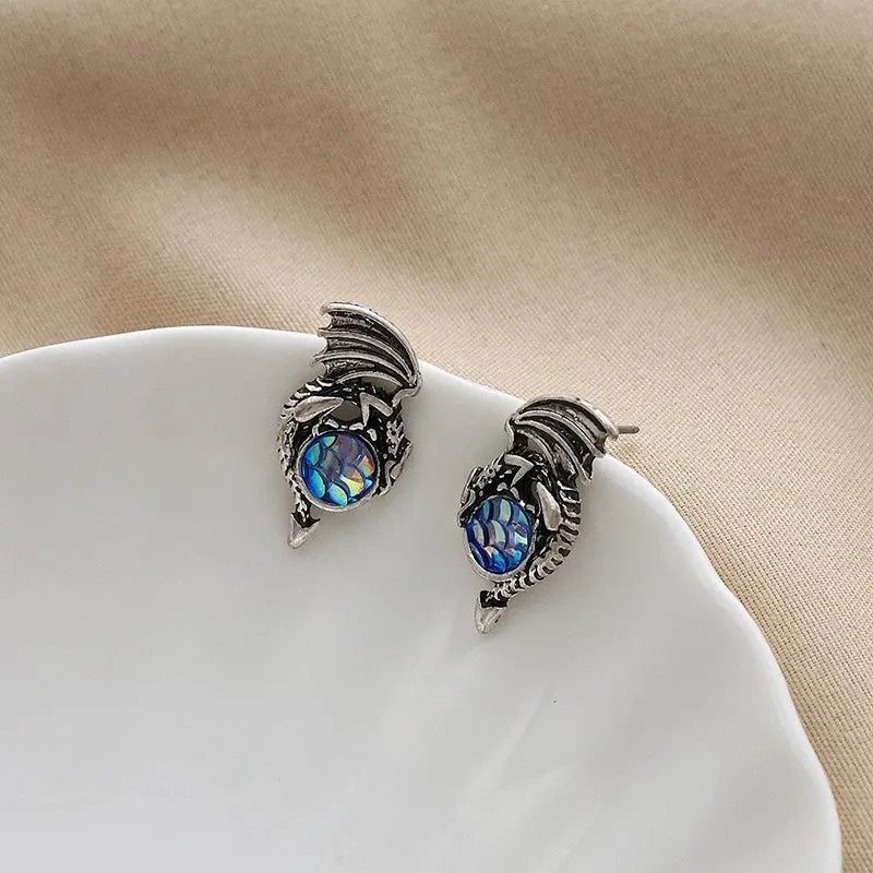 dragon studs post iridescent earrings 5076