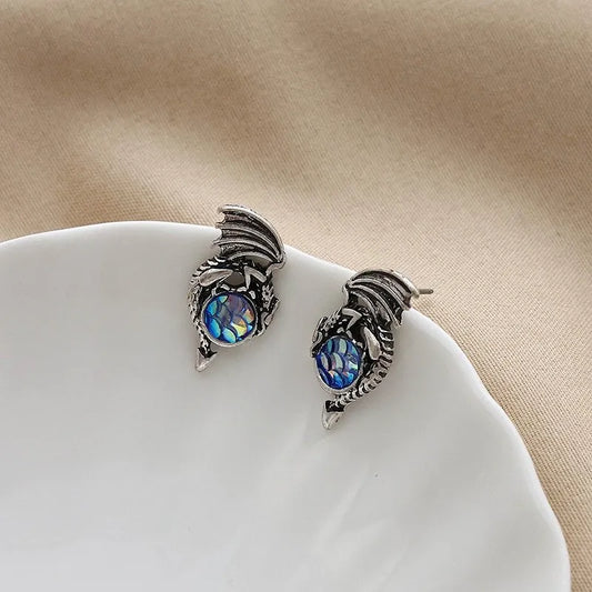 dragon studs post iridescent earrings 5076