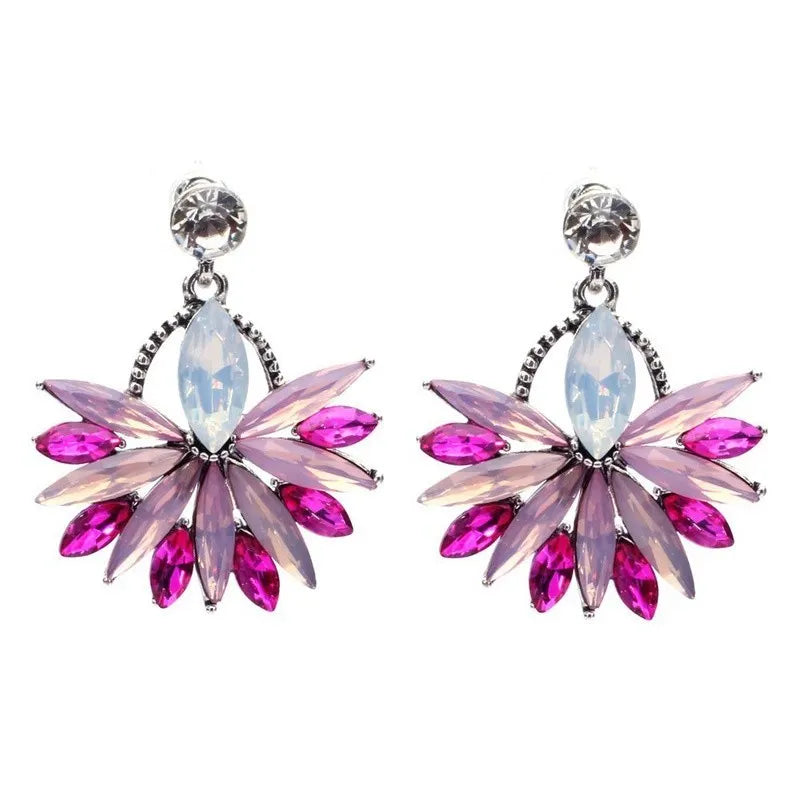 Flower Colorful pink opal Earrings 3394