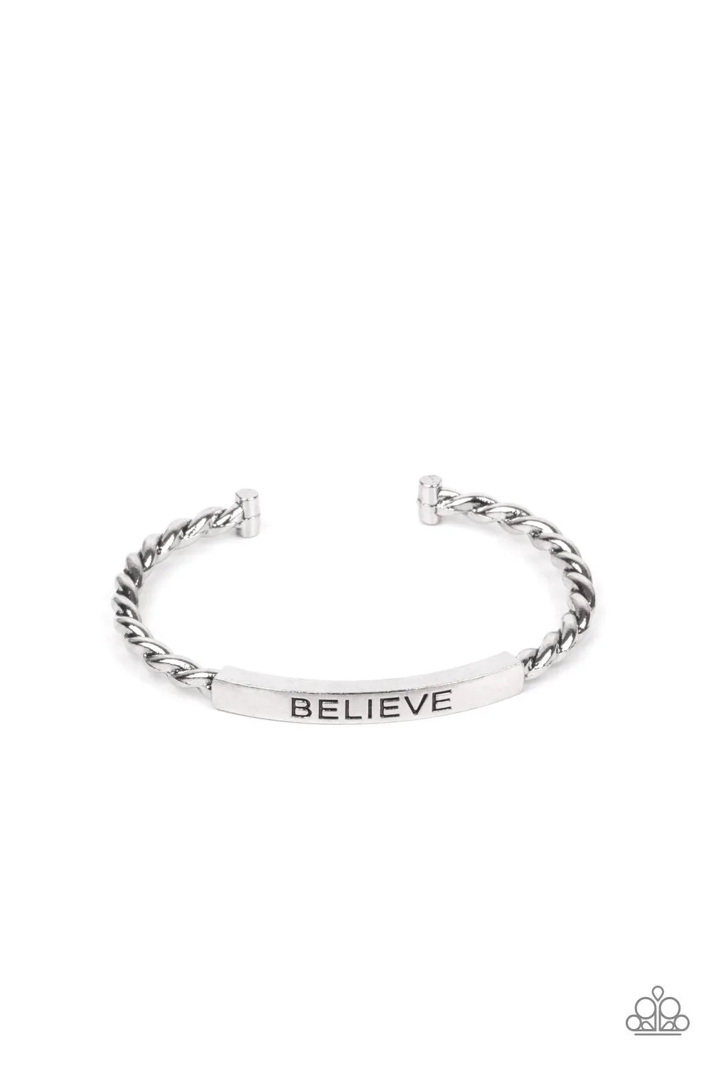 Keep Calm and Believe - Silver cuff bracelet papa