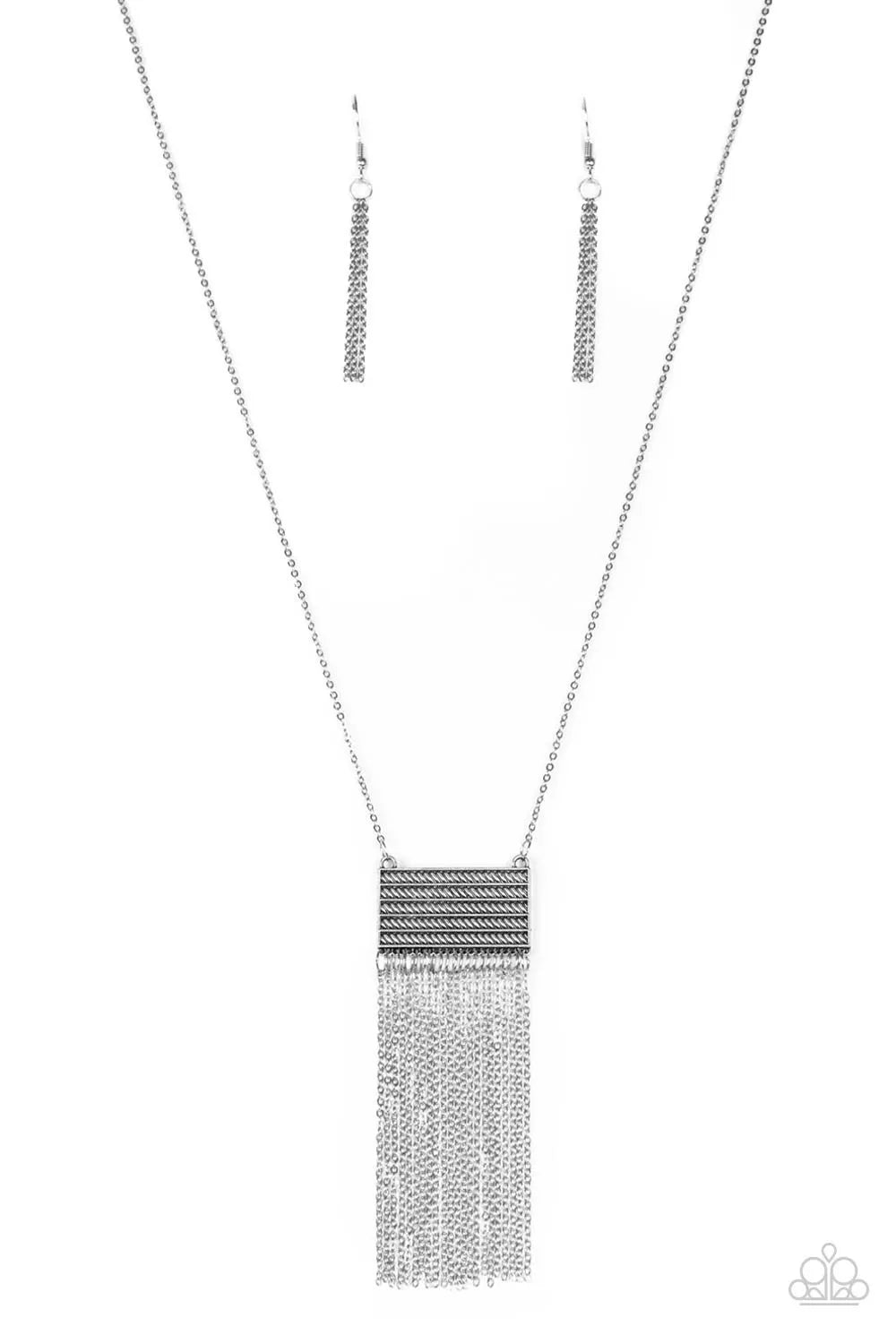 Totally Tassel - Silver long necklace papa