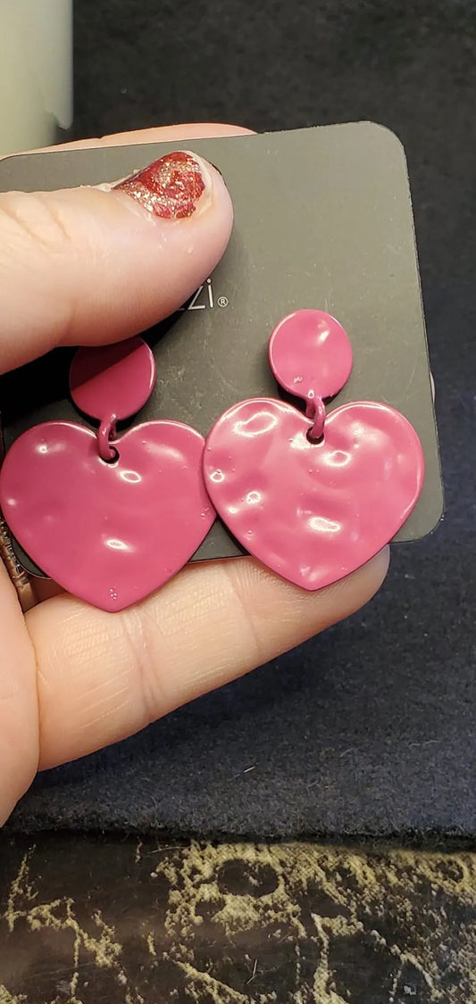 Heart pink earrings