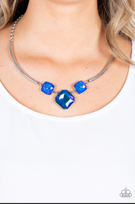 Divine IRIDESCENCE blue short necklace