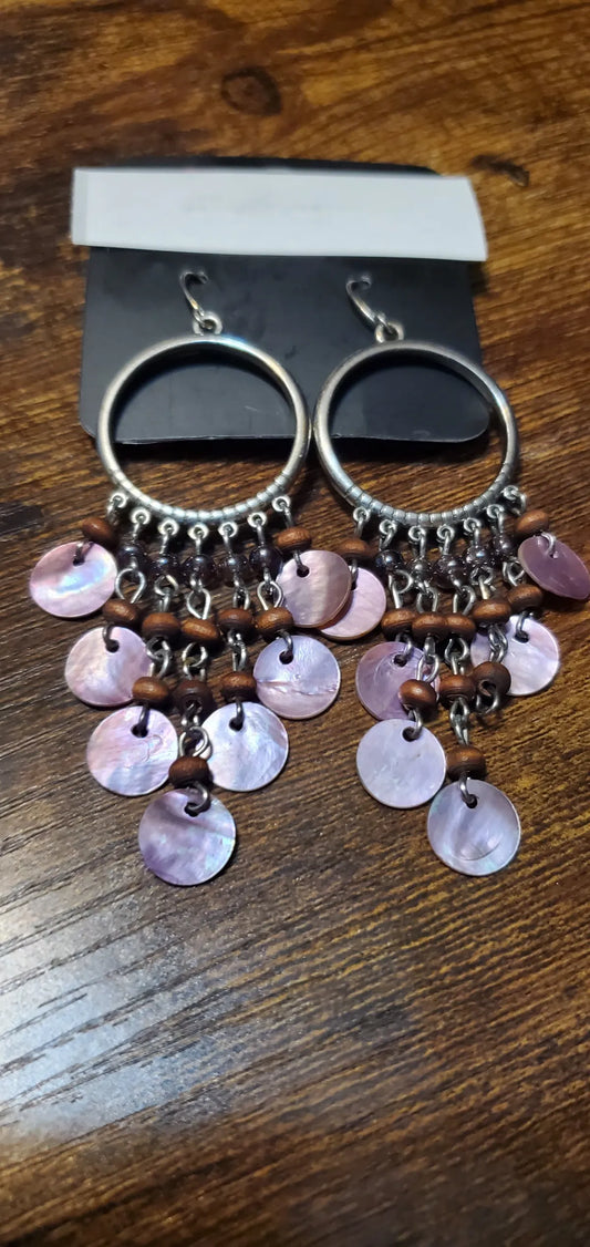 Purple wood earrings