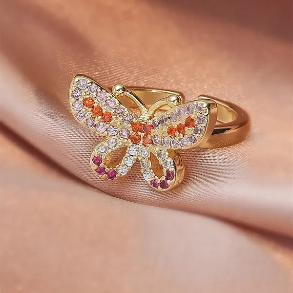 Golden ring open band butterfly