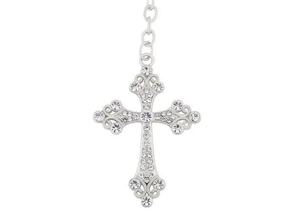 Cross long white gold necklace/ keychain inspirational