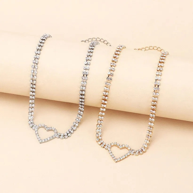 Choker lover heart gold short necklace