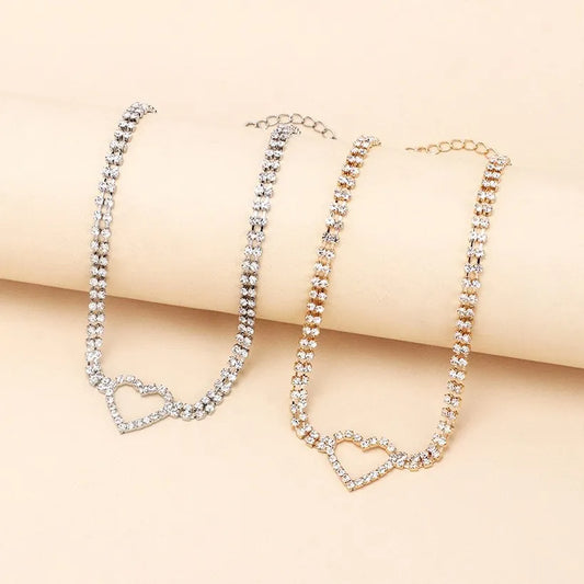 Choker lover heart gold short necklace