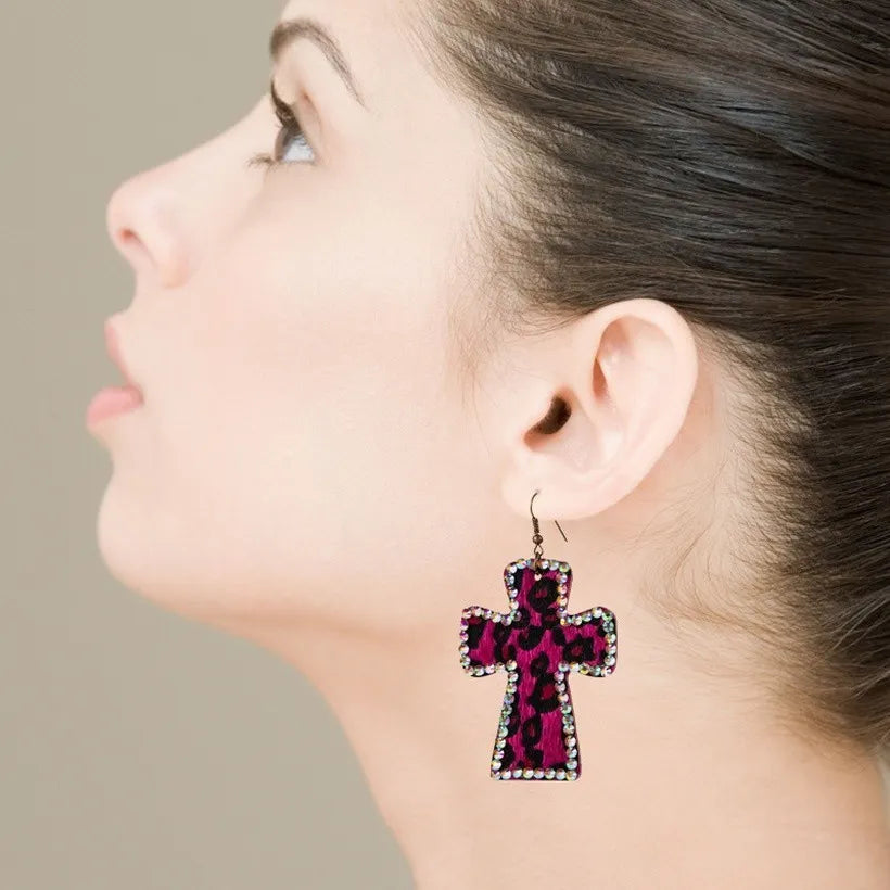 Heart shinner leather  earrings inspire 6432