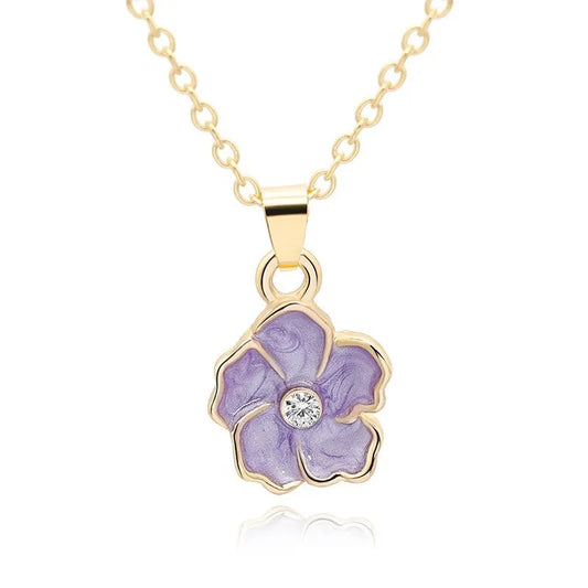 Just a purple flower short necklace