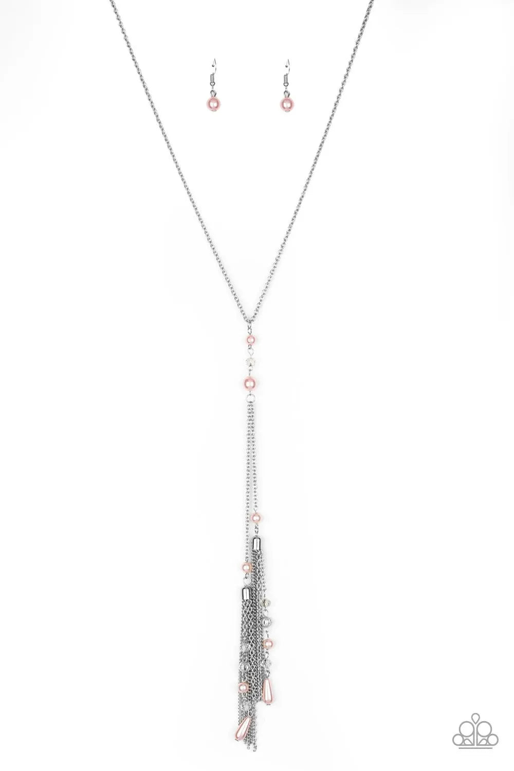 Timeless Tassels - Pink white necklace short papa