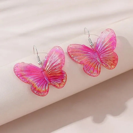 simple butterfly pink earrings 8634