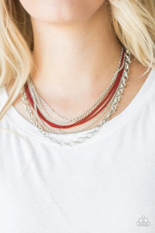 Intensely Industrial red short necklace papa