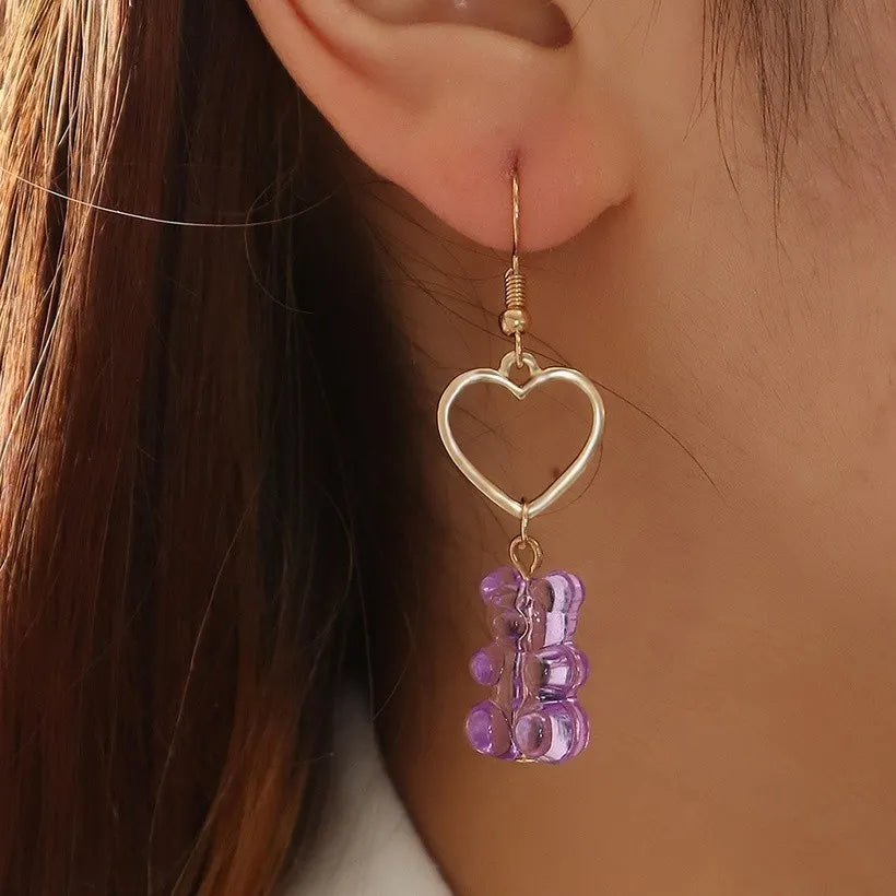 Gummy purple gold earrings