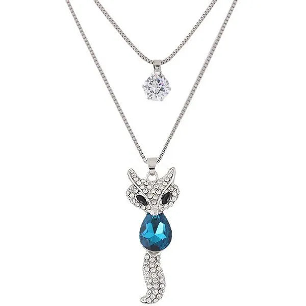 The fox trap blue long layered necklace