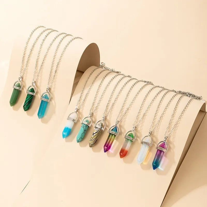 Healing crystal multiple colors short necklace