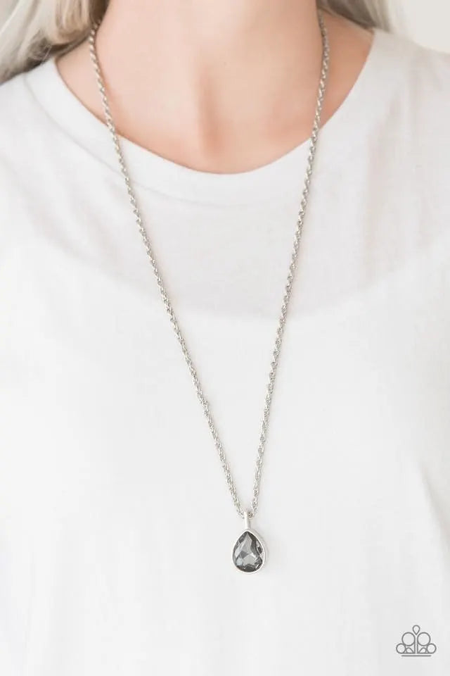 Dollar Drop - Silver Necklace long