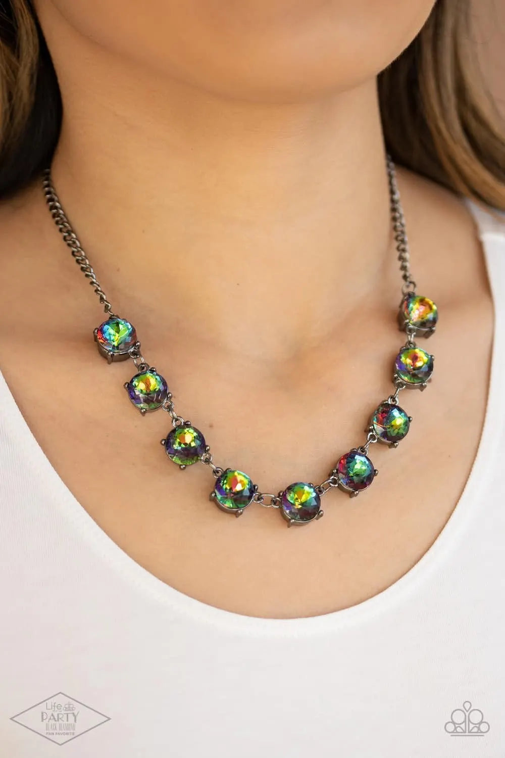 Iridescent Icing - Multi oil short necklace