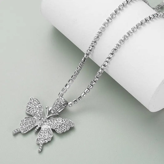 Butterfly white short necklace