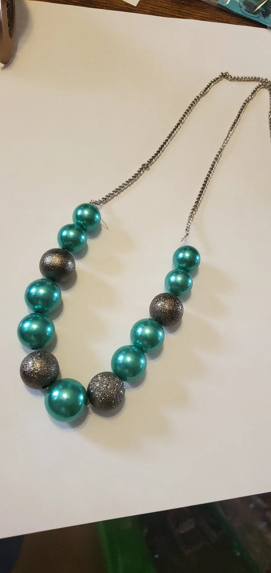 Modern teal blue short necklace