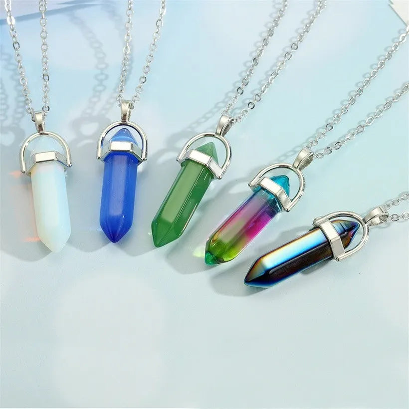 Healing crystal multiple colors short necklace