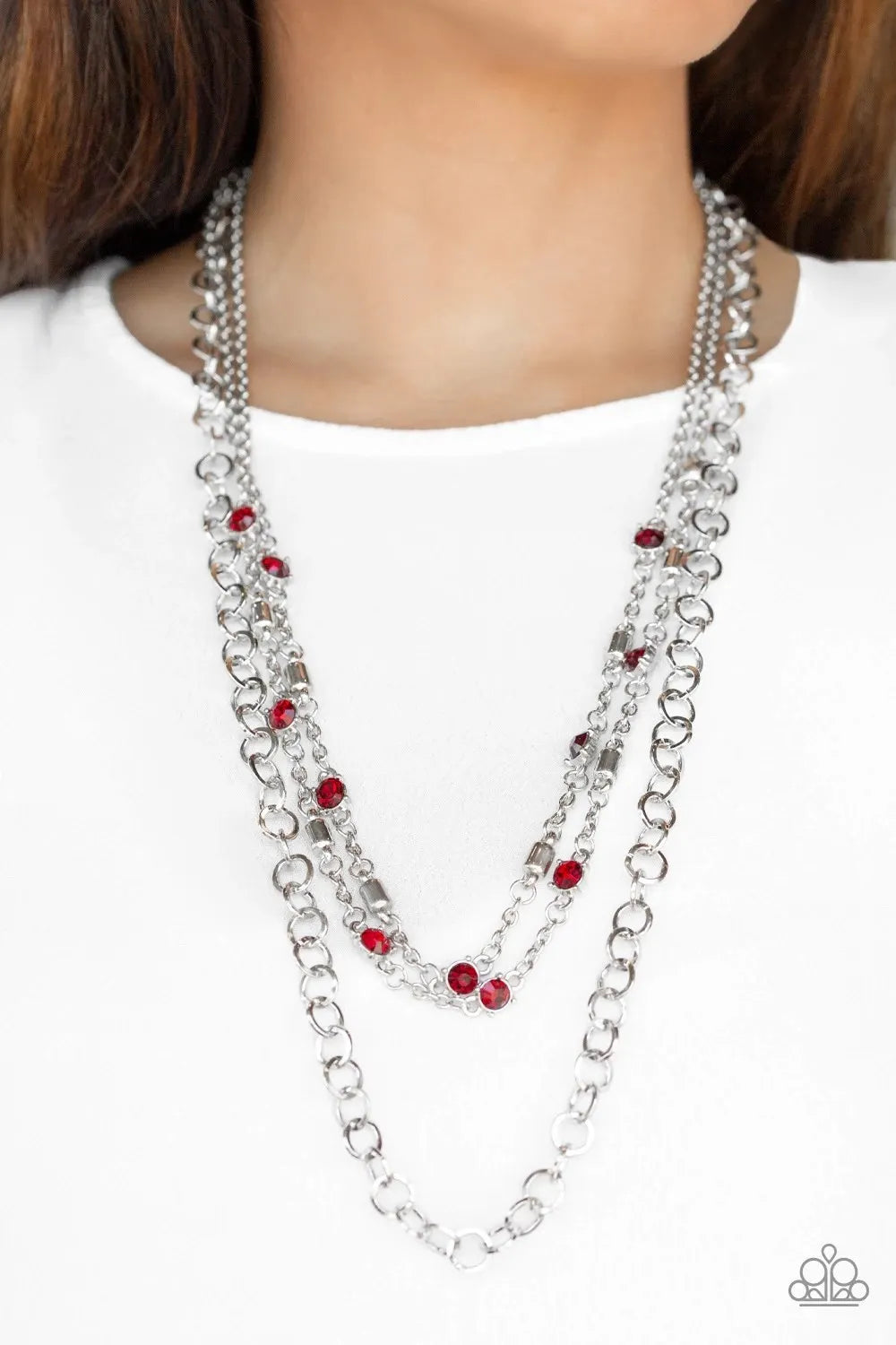 metro red layered necklace